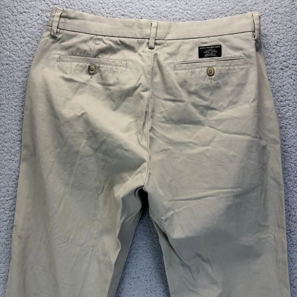 Banana Republic Emerson Chino Cotton‎ Pants 35X30 (36x29 Actual) Khaki Slacks
